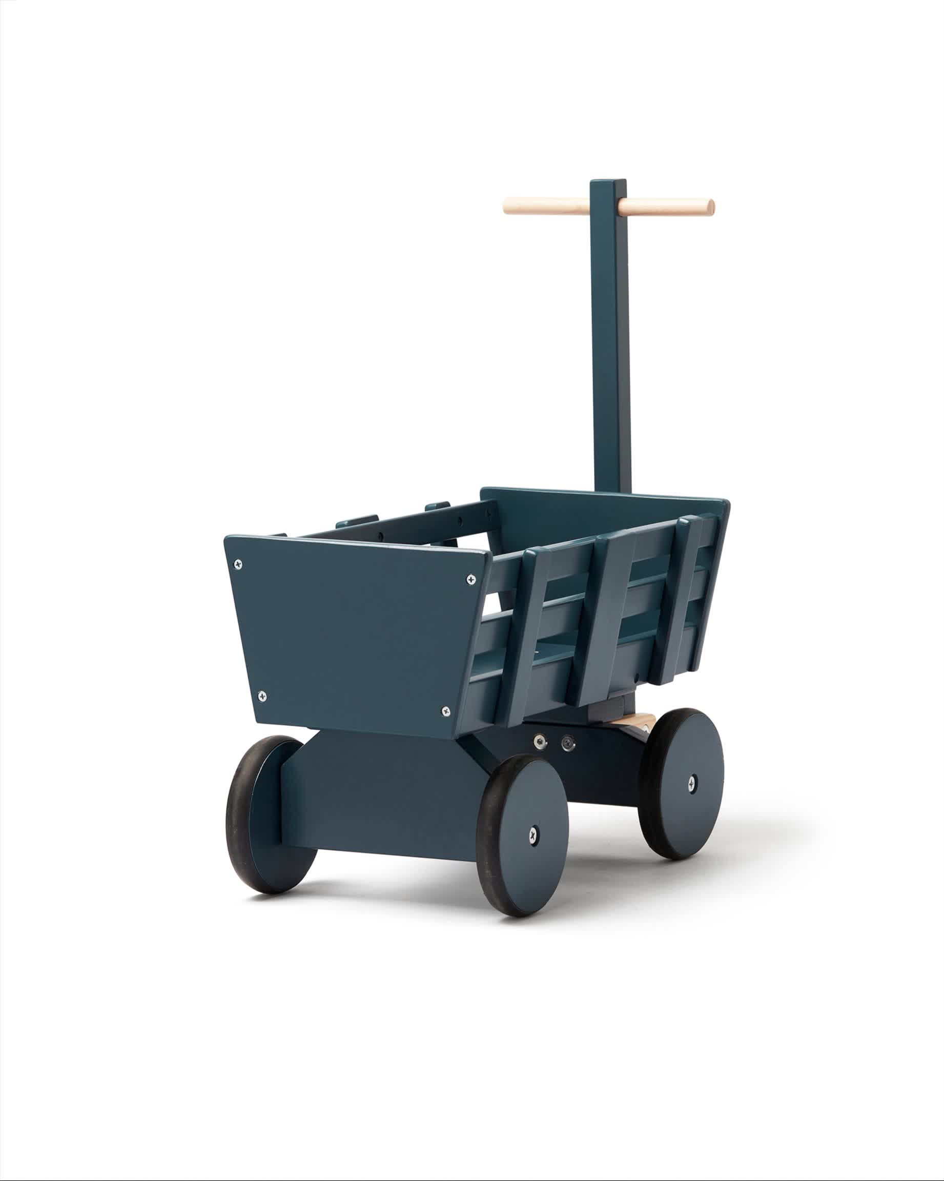 Дървена количка за кукли с дълга дръжка