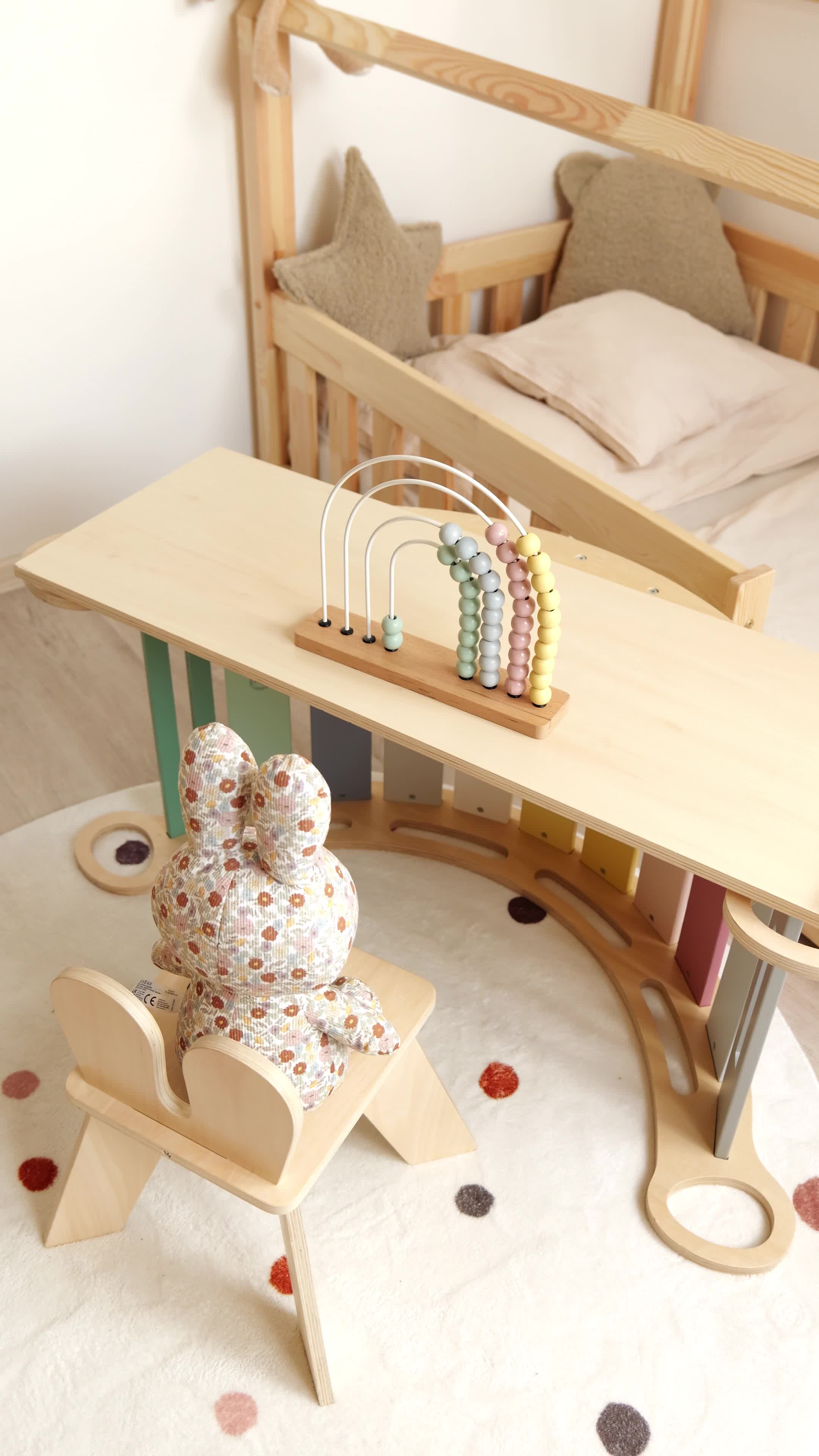 Дървена Монтесори люлка 6в1 с дъска и стол